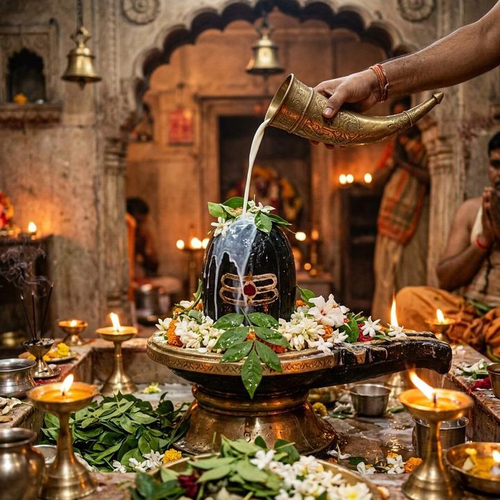 Sacred Shivling Abhishekam with Milk & Gangajal - Maha Rudrabhishek Puja in Bangalore