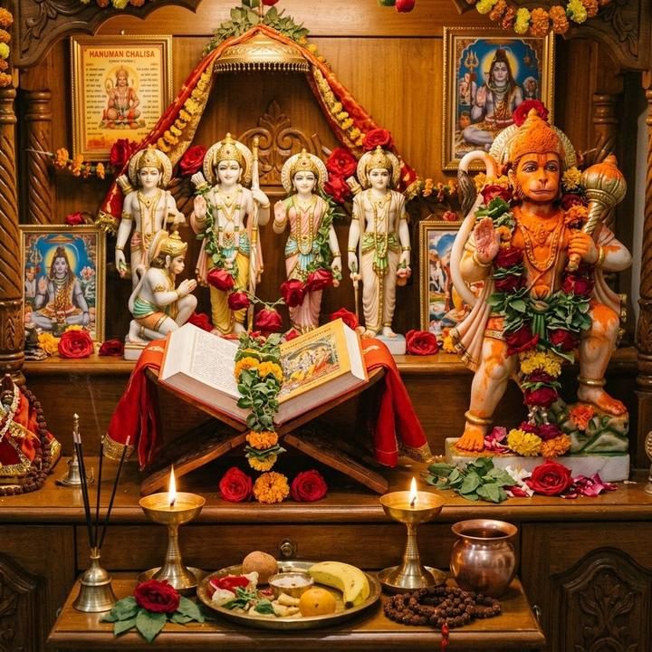 Sacred Hanuman Ji & Ram Darbar Altar - Sundarkand Path in Bangalore